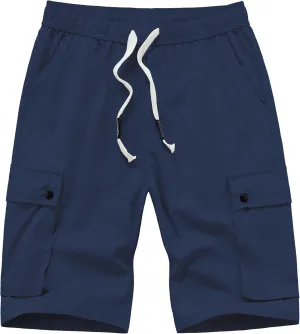 Vcansion Women's Casual Elastic Waist Drawstring Loose Fit Multi-Pockets Outdoor Cargo Shorts