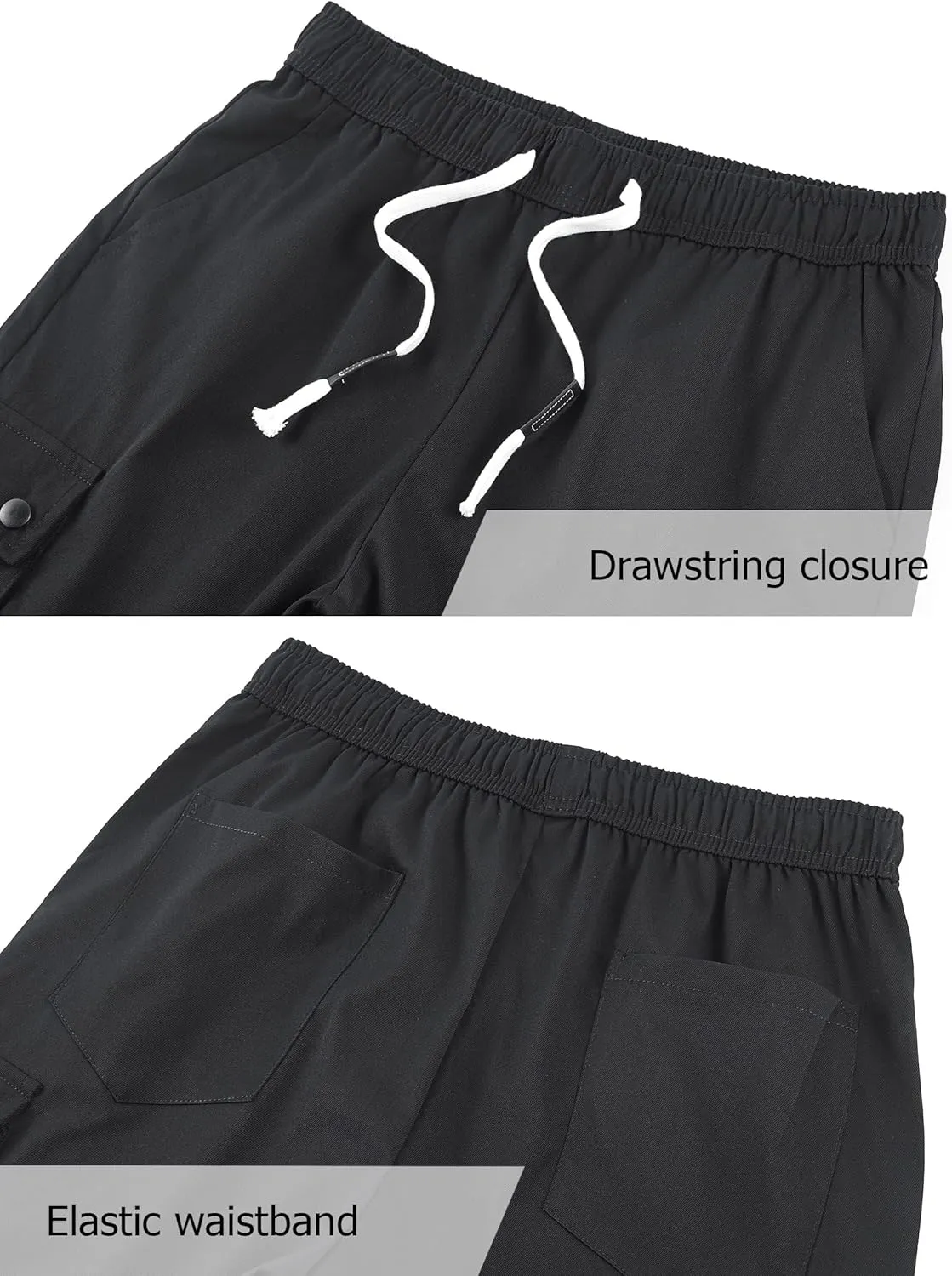 Vcansion Women's Casual Elastic Waist Drawstring Loose Fit Multi-Pockets Outdoor Cargo Shorts