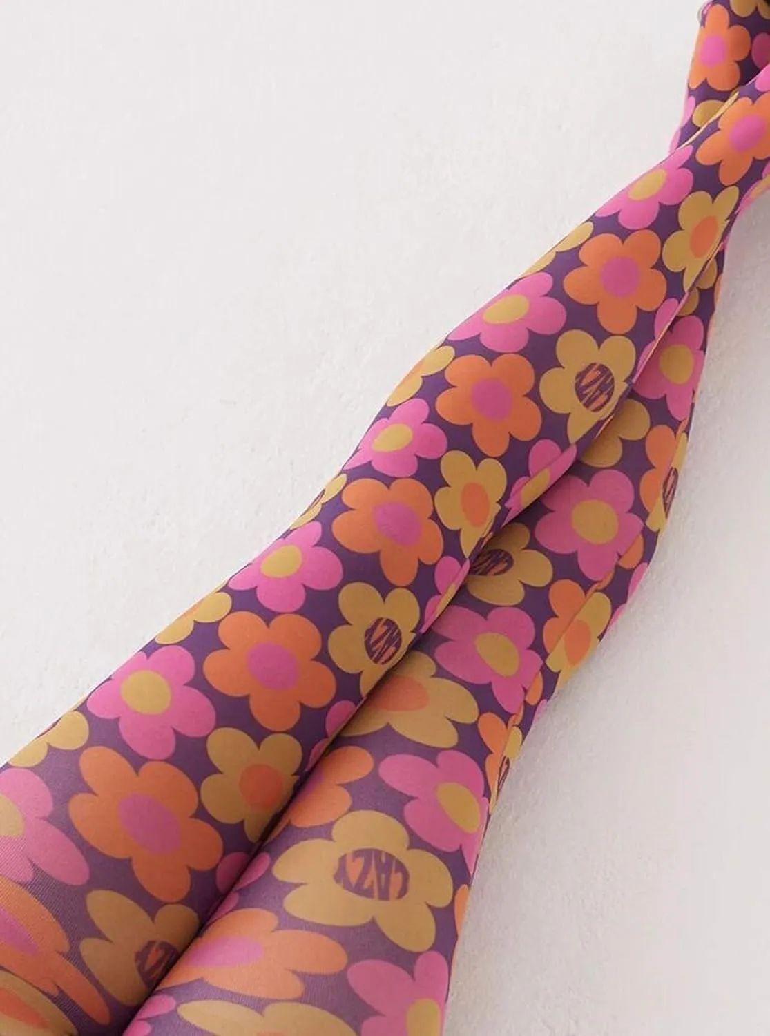 Vintage 60s Printed Funky Tights for Women Y2K Tie Dye Mesh Pantyhose Skinny Body Shaping Leggings Streetwear