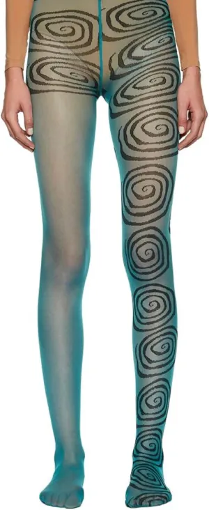 Vintage 60s Printed Funky Tights for Women Y2K Tie Dye Mesh Pantyhose Skinny Body Shaping Leggings Streetwear