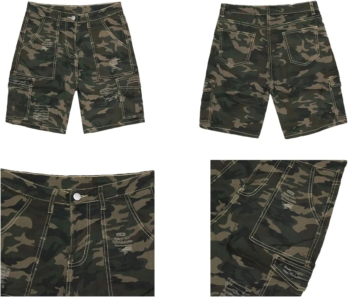 Voghtic Womens Camo Cargo Shorts High Waisted Casual Trendy Summer Army Fatigue Short Jeans Loose Fit Workout Short Pants