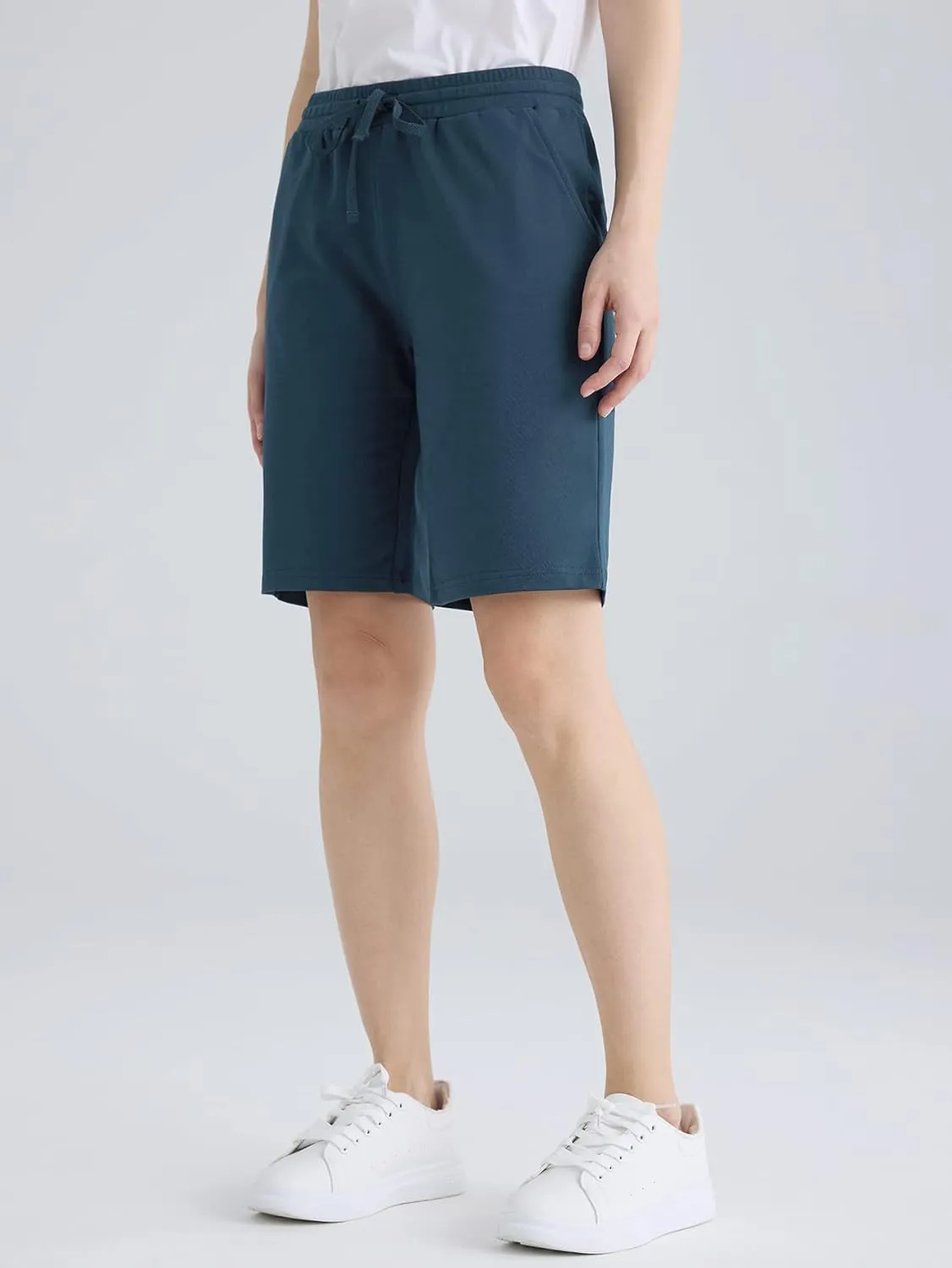 Weintee Women's 9" Inseam Cotton Bermuda Shorts with Pockets 3 Pack