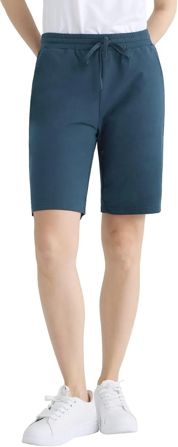 Weintee Women's 9" Inseam Cotton Bermuda Shorts with Pockets 3 Pack