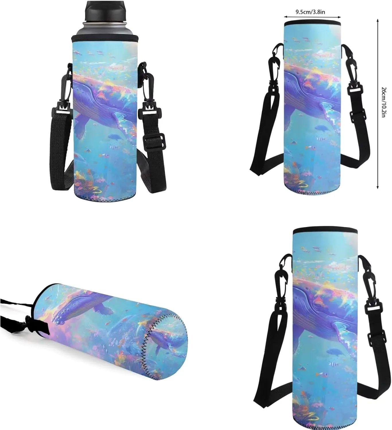 Whales Girls Backpack for Kids with Water Bottle Holder Multi-Functional Soft Toddler Girl Backpack and Lunch Box Set for Primary and Junior High School