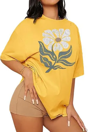 Wildflowers Shirts for Women Floral Oversized T-Shirt Inspirational Graphic Tees Boho Floral Wildflowers Shirt Tops