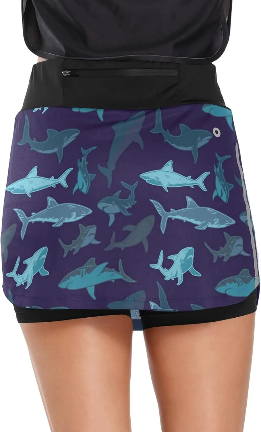 Women Athletic Skorts Little Shark Vector Summer Sports Skirts for Running
