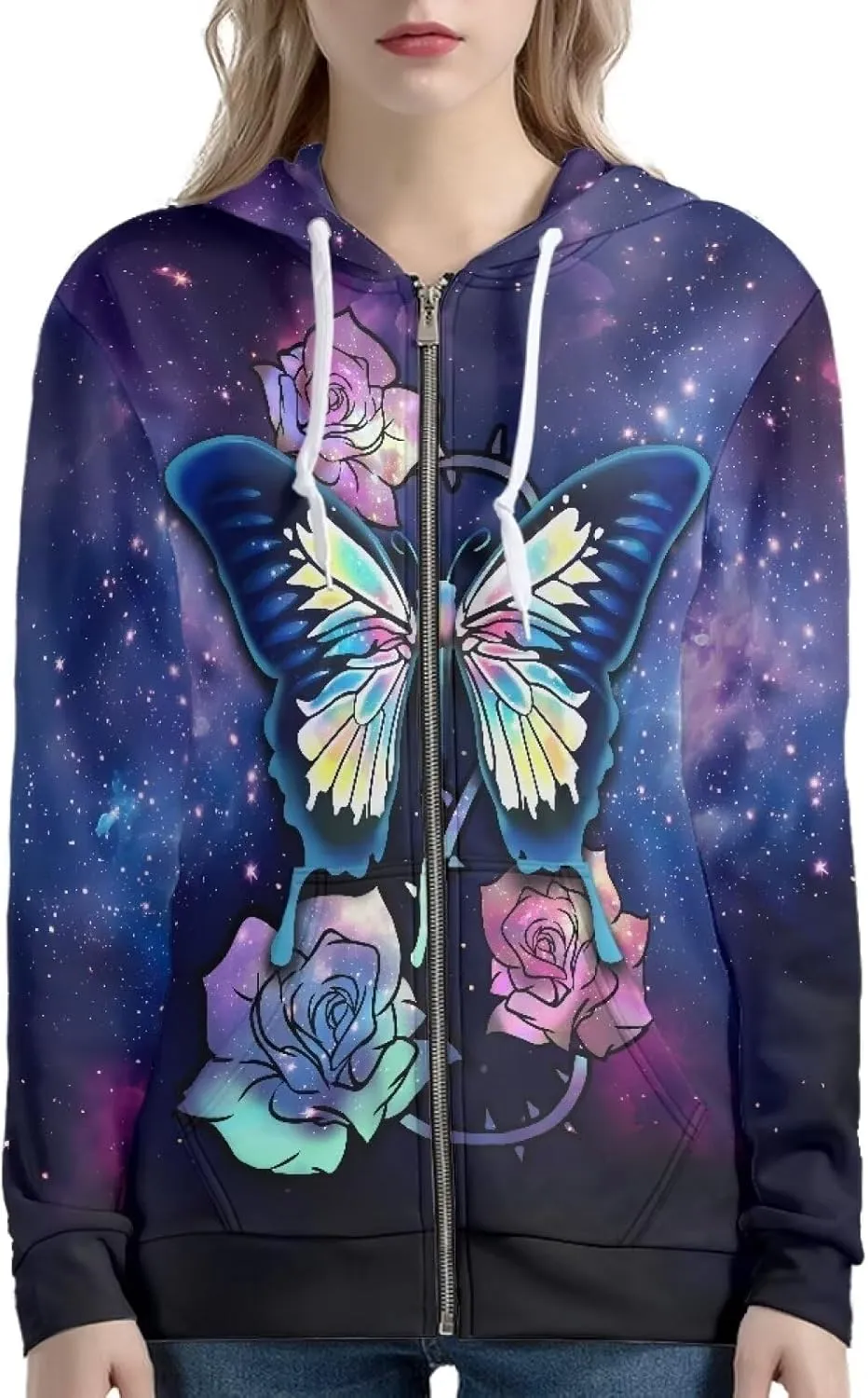 Women Zip Up Hoodie Fall Jacket Long Sleeve Hoodies for Teen Girls Clothes with Pocket