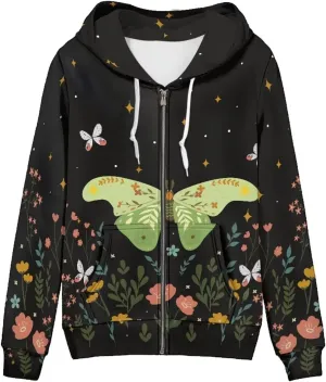 Women Zip Up Hoodie Fall Jacket Long Sleeve Hoodies for Teen Girls Clothes with Pocket