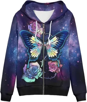 Women Zip Up Hoodie Fall Jacket Long Sleeve Hoodies for Teen Girls Clothes with Pocket
