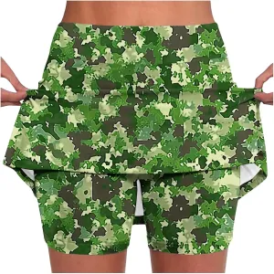 Women's 2 in 1 Athletic Yoga Skorts High Waisted Stretch Lightweight Workout Gym Tennis Shorts Liner Summer Clothes