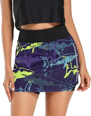 Women's Athletic Skorts Shark Marine Life Summer Sports Skirts for Running