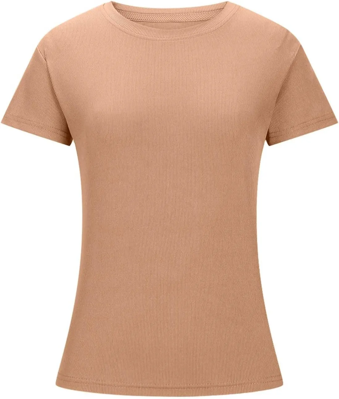 Womens Basic Teen Tees Summer Tops for Women 2024 Workout Crewneck Short Sleeve Slim Fitted Casual Crop T Shirts