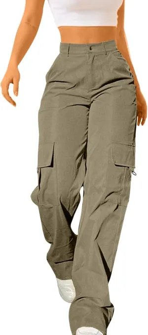 Women's Cargo Jogger Camo Pants with Pockets High Waist Slim Casual Tapered Camouflage Combat Hiking Pants