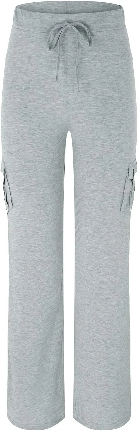 Women's Cargo Pants Elastic Waist Drawstring Multi Pocket Flare Wide Leg Trousers 2025 Work Travel Athletic Yoga Pant