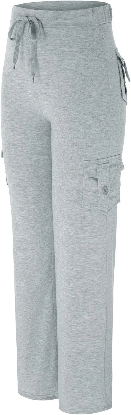 Women's Cargo Pants Elastic Waist Drawstring Multi Pocket Flare Wide Leg Trousers 2025 Work Travel Athletic Yoga Pant