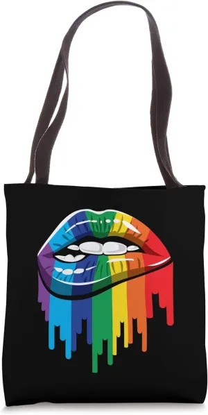 Womens Casual Color Lips Print 80s Design Tote Bag