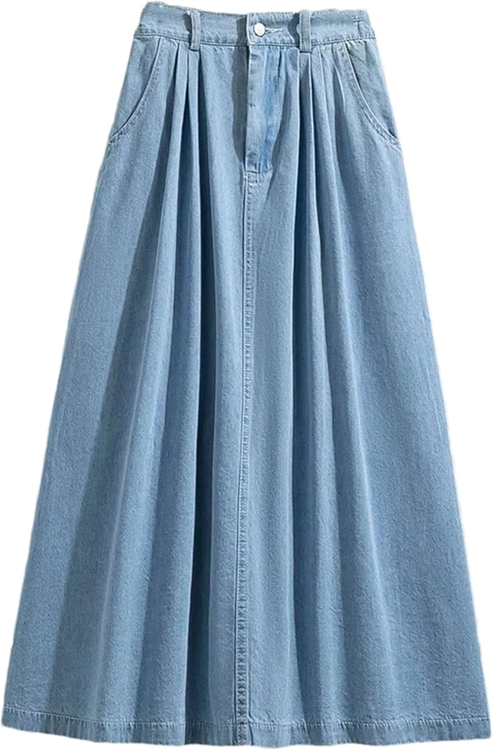Women's High Elastic Waist Denim Skirt A Line Midi Jeans Skirts Korean Fashion Denim Skirt