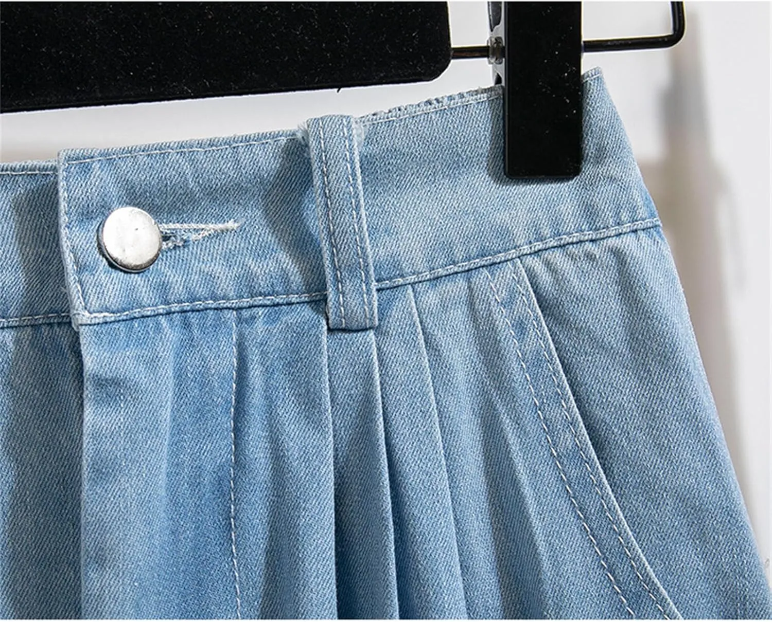Women's High Elastic Waist Denim Skirt A Line Midi Jeans Skirts Korean Fashion Denim Skirt