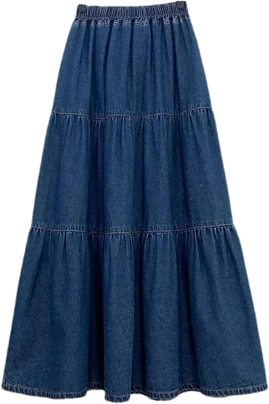 Women's High Waisted A-Line Denim Skirt Loose Long Fluffy Umbrella Jeans Skirt