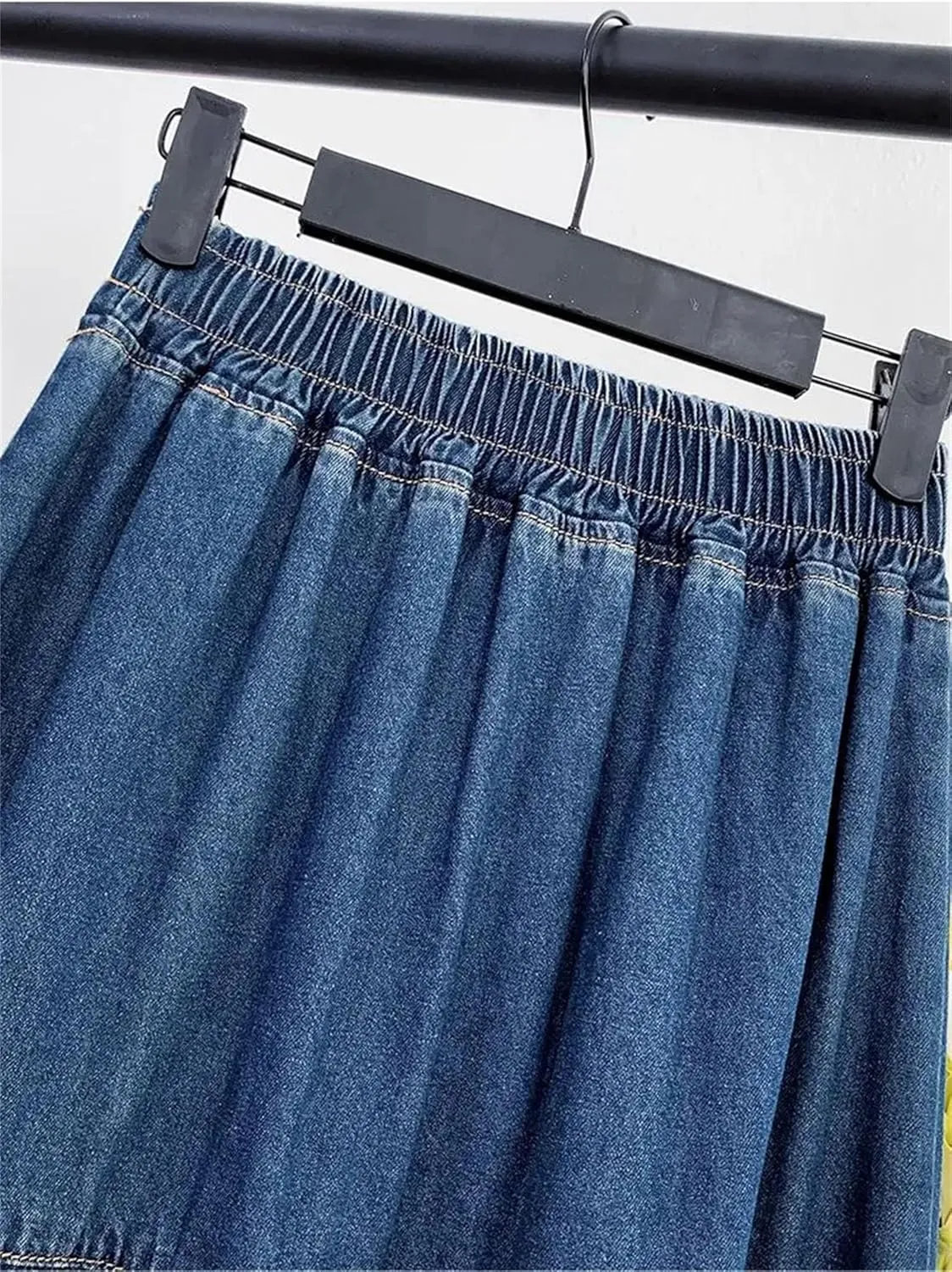 Women's High Waisted A-Line Denim Skirt Loose Long Fluffy Umbrella Jeans Skirt