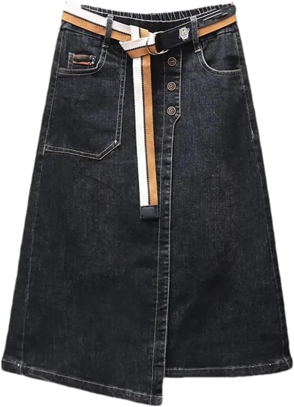 Women's Irregular Denim Skirt Elastic High Waisted A-Line Buttocks Wrapped Jeans Skirts
