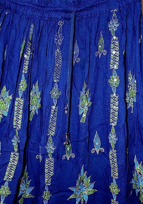 Women's Long Maxi Skirt Bohemian Sequined Crinkle Broomstick Gypsy Long Skirt
