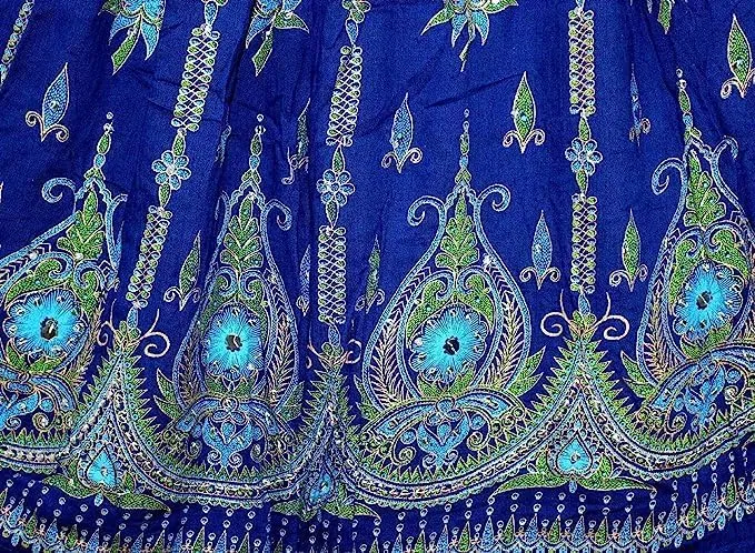 Women's Long Maxi Skirt Bohemian Sequined Crinkle Broomstick Gypsy Long Skirt