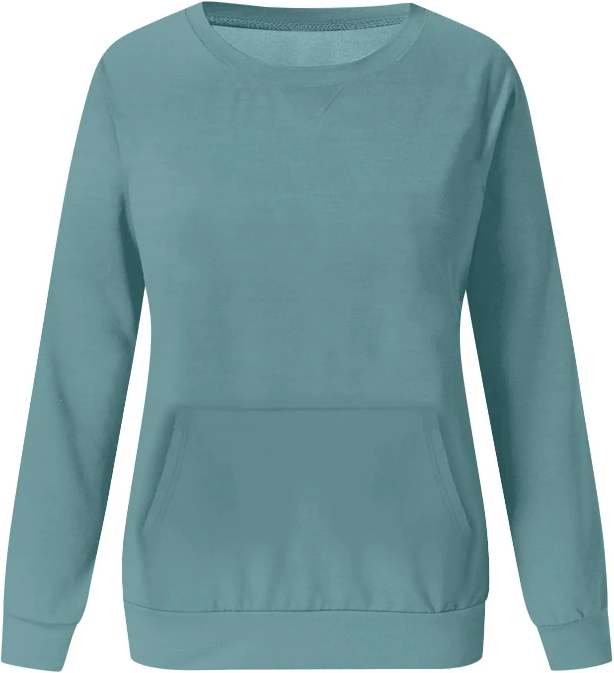 Women's No Hood Sweatshirt with Pocket Crewneck Pullover Shirts Casual Cute Fall Tops Solid Loose Fit Active Sweater T Shirt