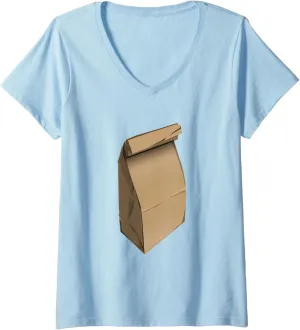 Womens Paper Bag Lunch V-Neck T-Shirt