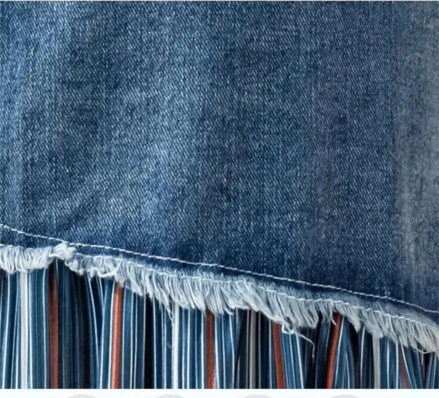 Women's Patchwork Pleated Jeans Skirt Plus Size High-Waisted Denim Skirt