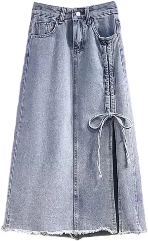 Women's Plus Size High-Waisted Slimming Denim Skirt Medium-Length A- Line Slim Fit Jeans Skirts