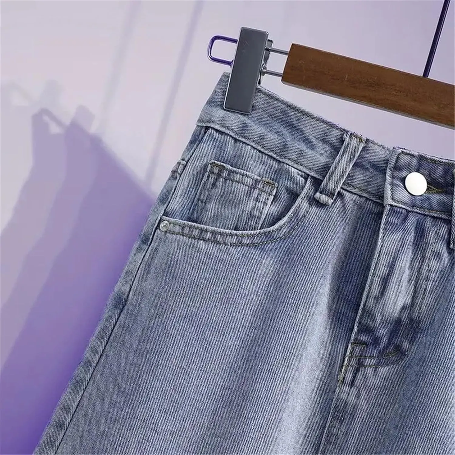 Women's Plus Size High-Waisted Slimming Denim Skirt Medium-Length A- Line Slim Fit Jeans Skirts