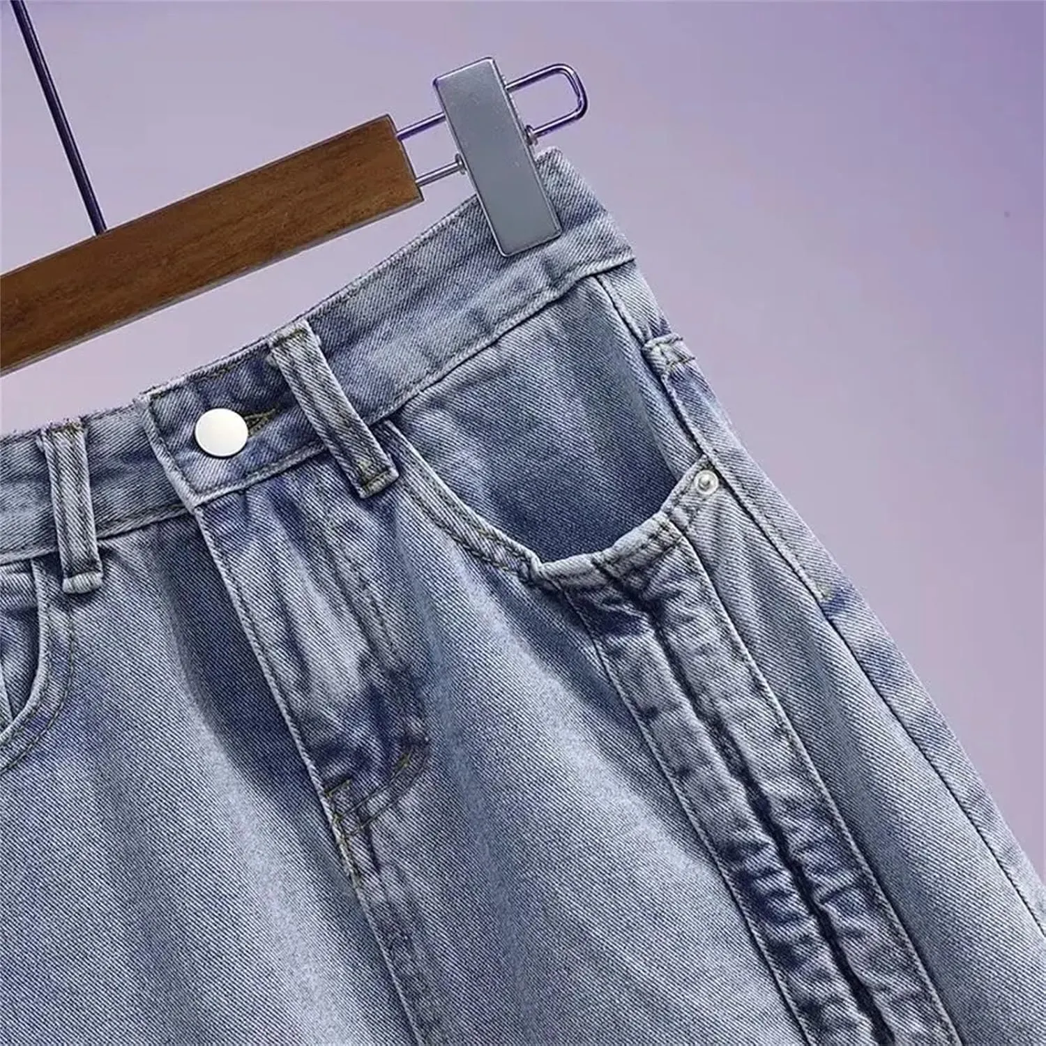 Women's Plus Size High-Waisted Slimming Denim Skirt Medium-Length A- Line Slim Fit Jeans Skirts