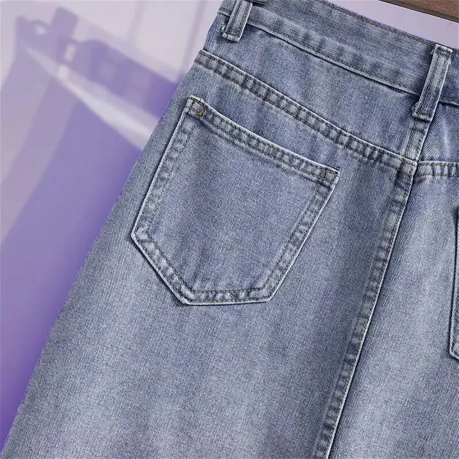 Women's Plus Size High-Waisted Slimming Denim Skirt Medium-Length A- Line Slim Fit Jeans Skirts