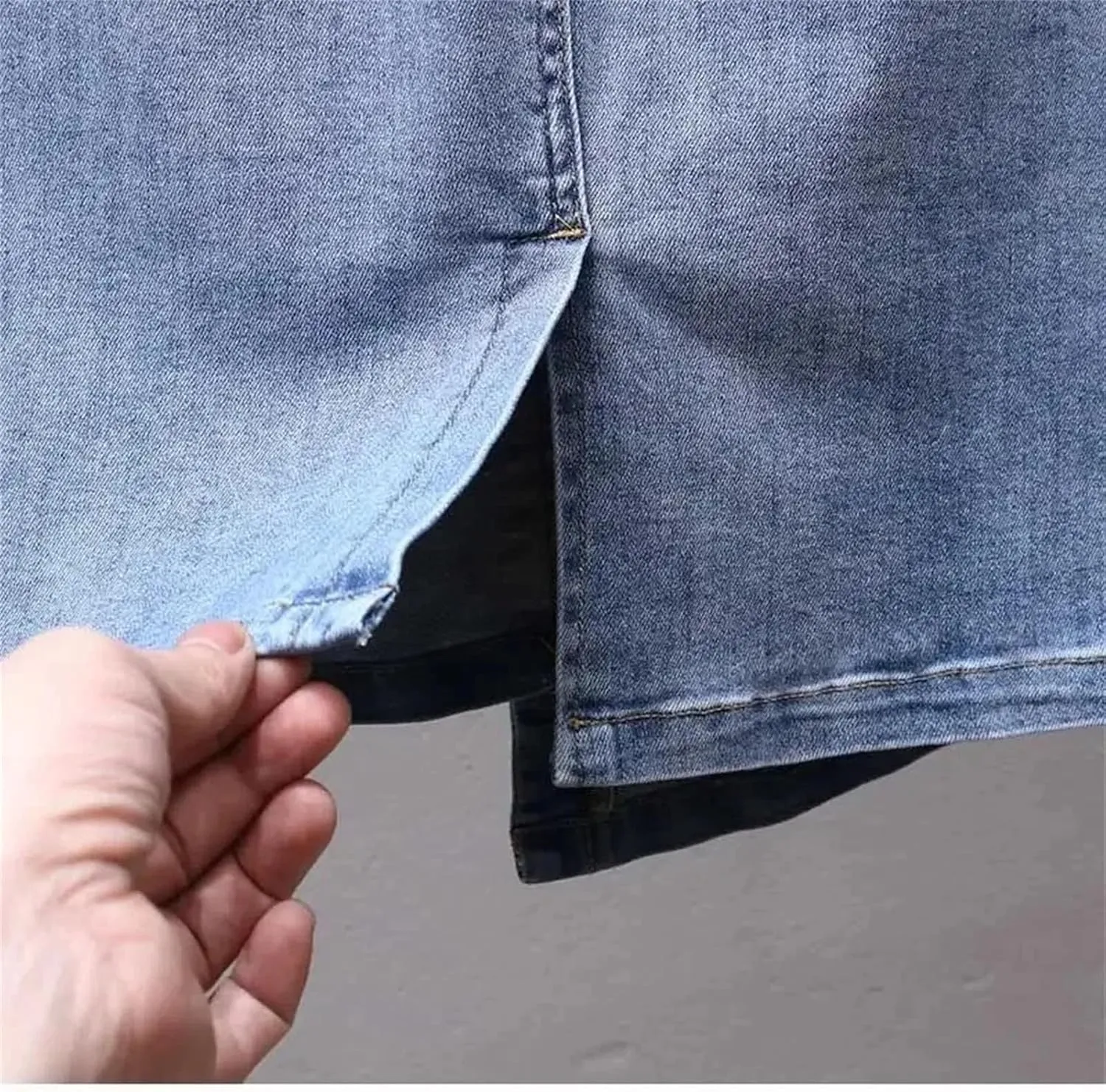 Women's Summer Irregular Denim Skirt Elastic High Waisted A-Line Buttocks Wrapped Jeans Skirts