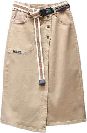 Women's Summer Irregular Denim Skirt Elastic High Waisted A-Line Buttocks Wrapped Jeans Skirts