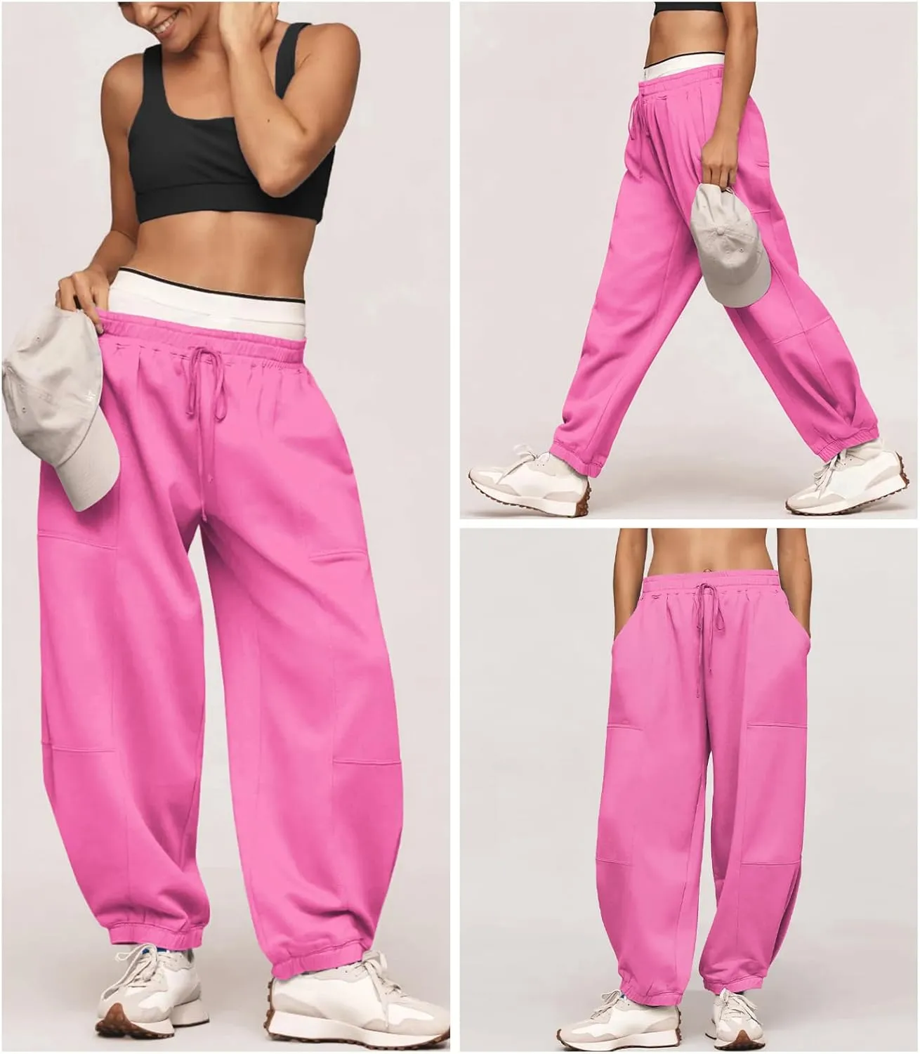Womens Sweatpants Joggers with Pockets Baggy Cinch Bottom Sweatpant Loose Mid Rise Casual Workout Active Lounge Sweat Pant