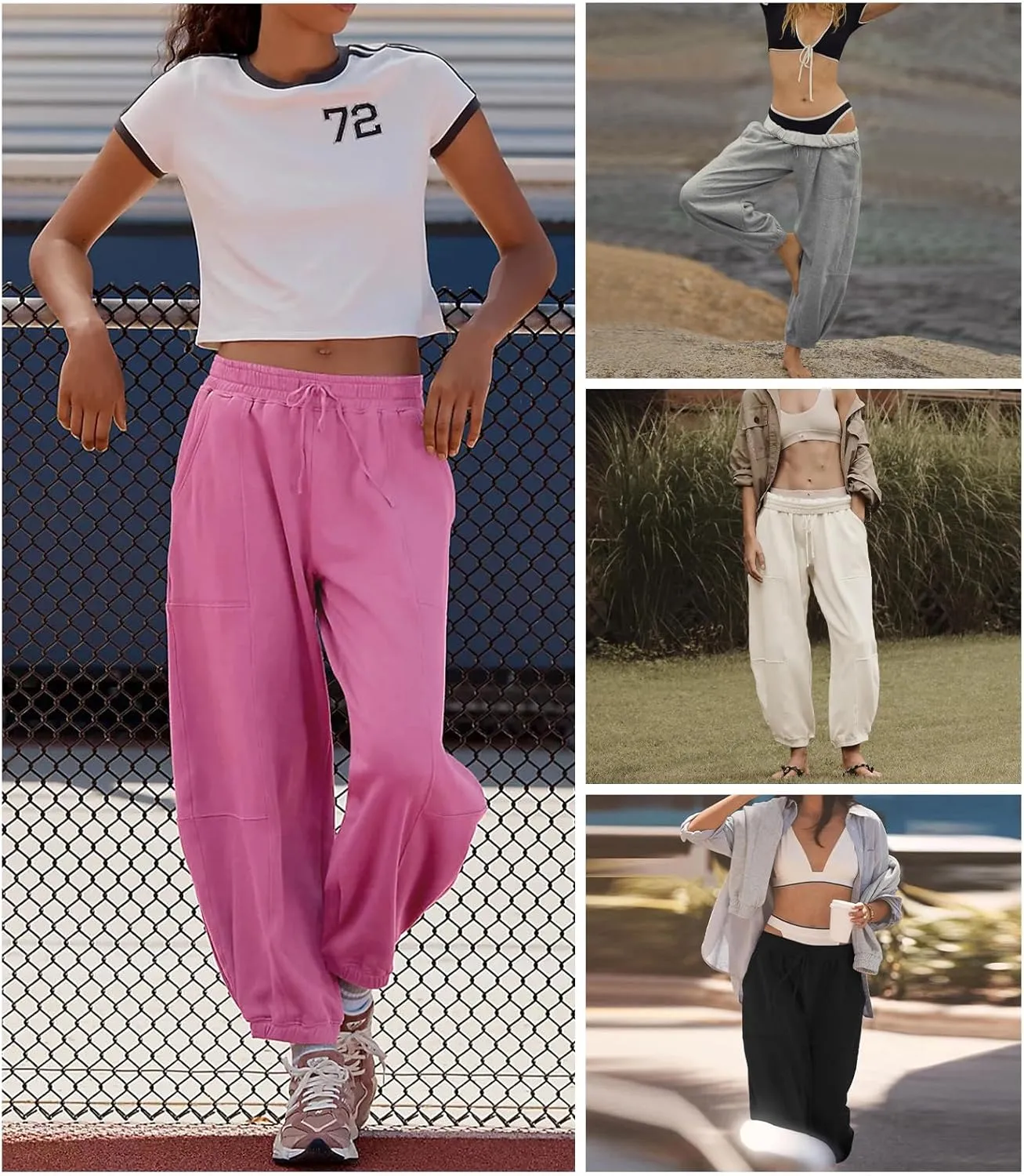 Womens Sweatpants Joggers with Pockets Baggy Cinch Bottom Sweatpant Loose Mid Rise Casual Workout Active Lounge Sweat Pant