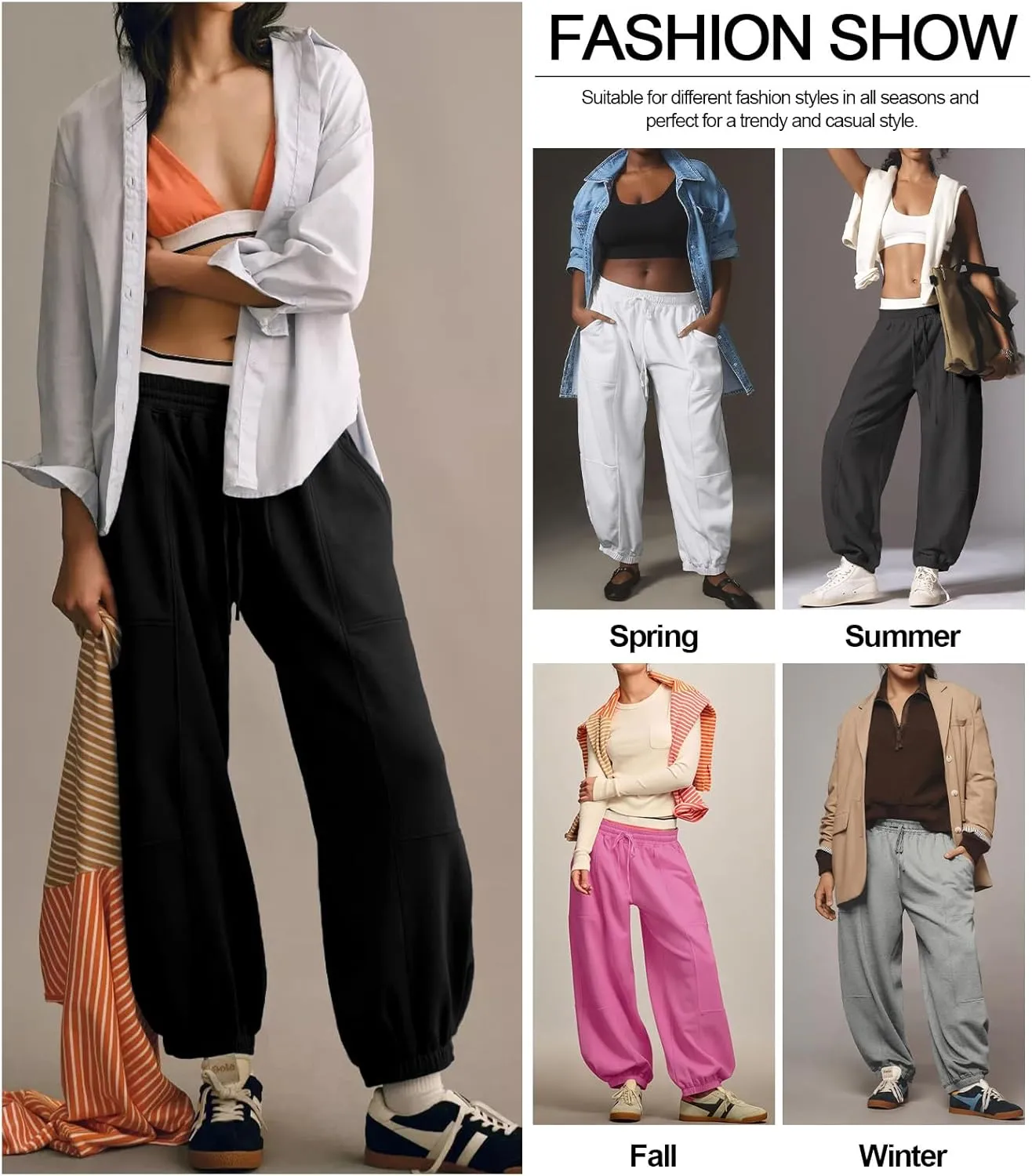 Womens Sweatpants Joggers with Pockets Baggy Cinch Bottom Sweatpant Loose Mid Rise Casual Workout Active Lounge Sweat Pant