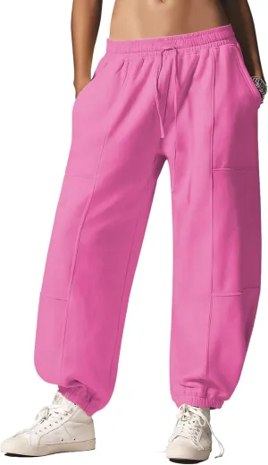 Womens Sweatpants Joggers with Pockets Baggy Cinch Bottom Sweatpant Loose Mid Rise Casual Workout Active Lounge Sweat Pant