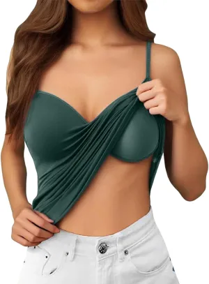 Womens Tank Tops with Built in Bra 2025 Casual V Neck Sleeveless Tees Basic Workout Top Camisole Undershirt Adjustable