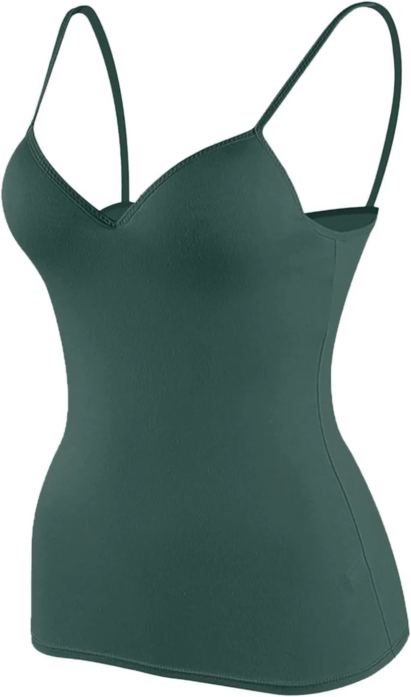Womens Tank Tops with Built in Bra 2025 Casual V Neck Sleeveless Tees Basic Workout Top Camisole Undershirt Adjustable