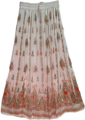 Women's Tie Dye Yoga Trend Sequined Crinkle Broomstick Gypsy Long Skirt