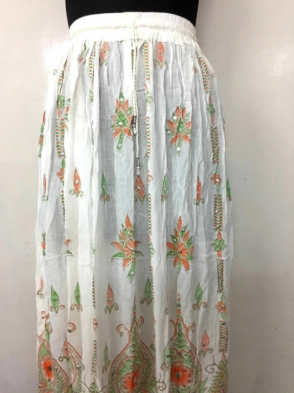 Women's Tie Dye Yoga Trend Sequined Crinkle Broomstick Gypsy Long Skirt