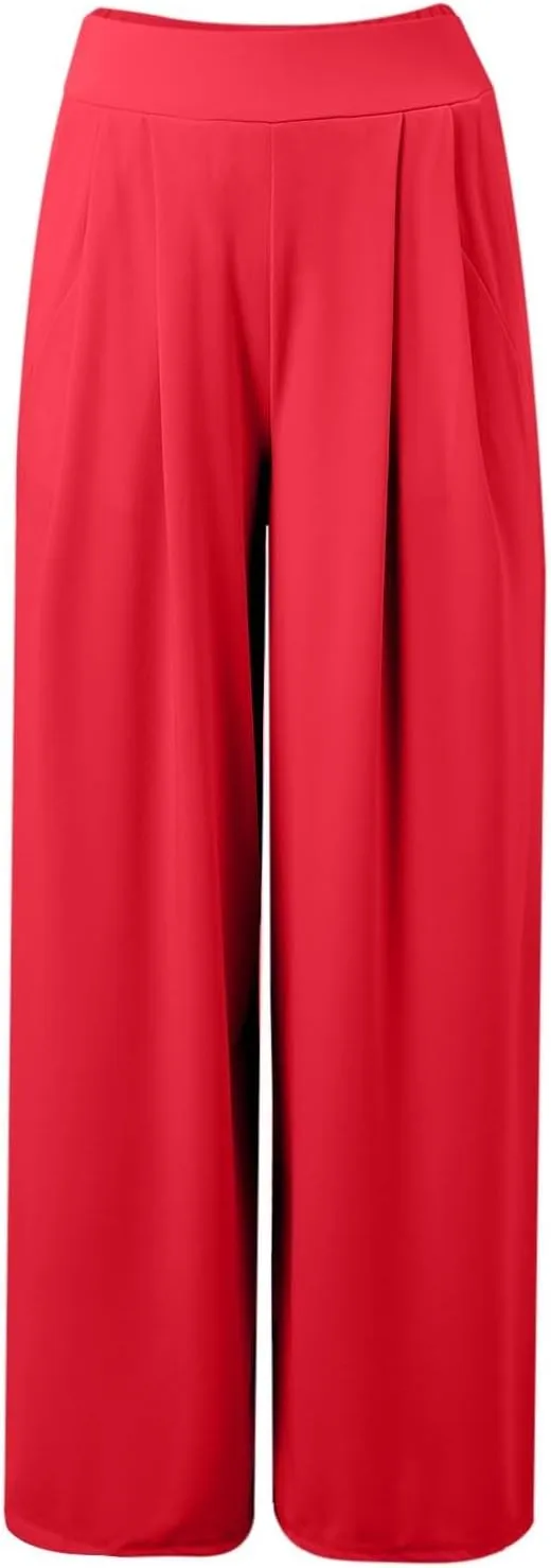 Womens Wide Leg Pants High Waisted Flowy Tie Knot Trousers 2025 Summer Business Work Casual Outfits with Pockets
