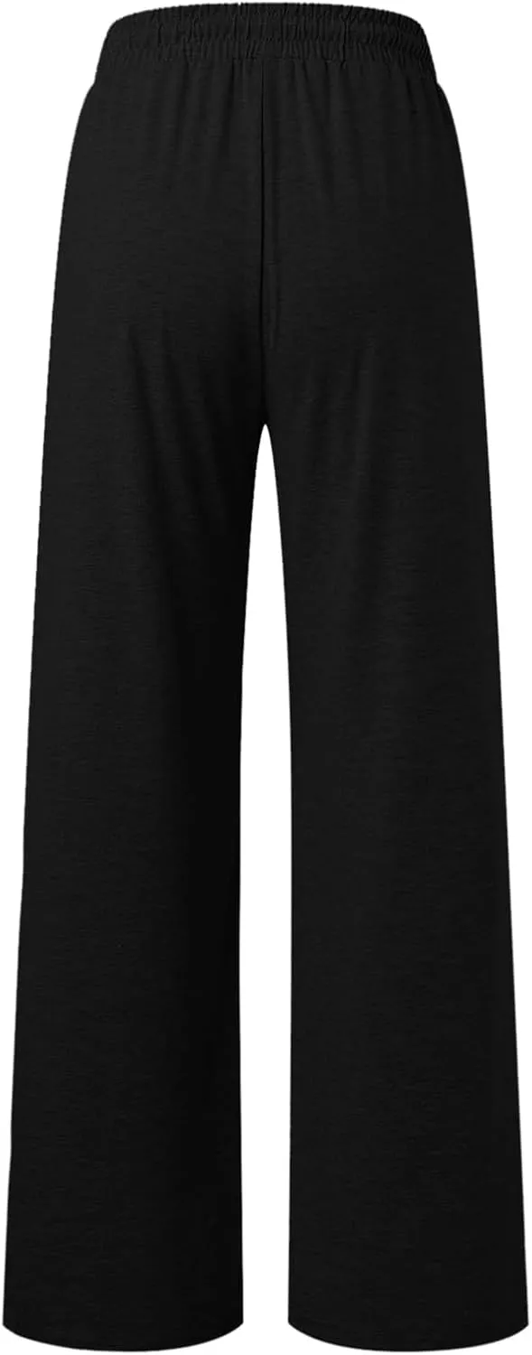Women's Winter Warm Fleece Joggers Pants Winter Lightweigt Work Capris with Pockets Elastic Waist Flare