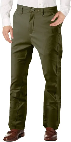 Work Pants for Men Fleece Chinos Trousers Expandable Waist Flat Front Skinny Suit Pants Tapered Straight Leg Golf Dress Pants