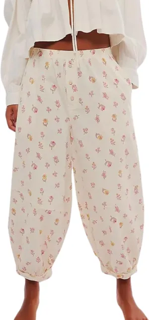 Xiaoxuemeng Womens Cotton Harem Pants Summer Wide Leg Flowy Pants High Waisted Lounge Boho Trousers