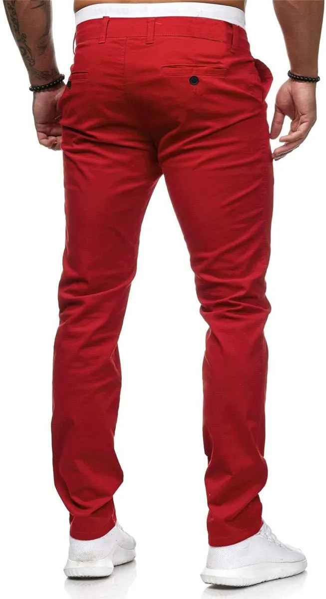 ZWRXW Men's Pants Slim Fit Casual Stretch Sweatpants Flat-Front Skinny Dress Comfy Chino Long Pant with Pockets