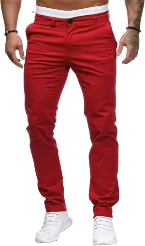 ZWRXW Men's Pants Slim Fit Casual Stretch Sweatpants Flat-Front Skinny Dress Comfy Chino Long Pant with Pockets